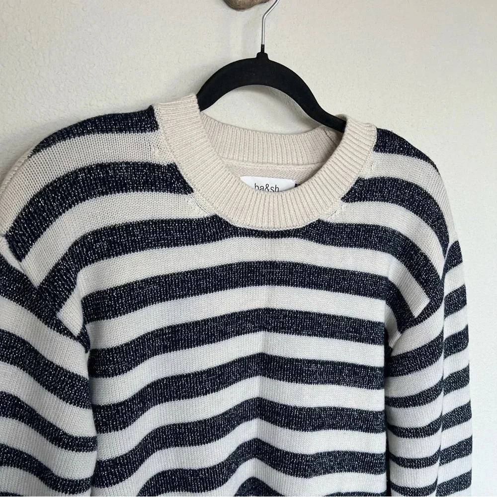 NWOT BA&SH Sunday Striped Wool Jumper Pullover Sweater Ecume Casual Women’s 8 - Picture 5 of 13